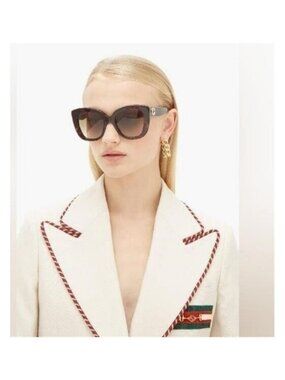 New - 💯 Original Gucci Light Brown Butterfly Ladies Sunglasses GG0327S 002
